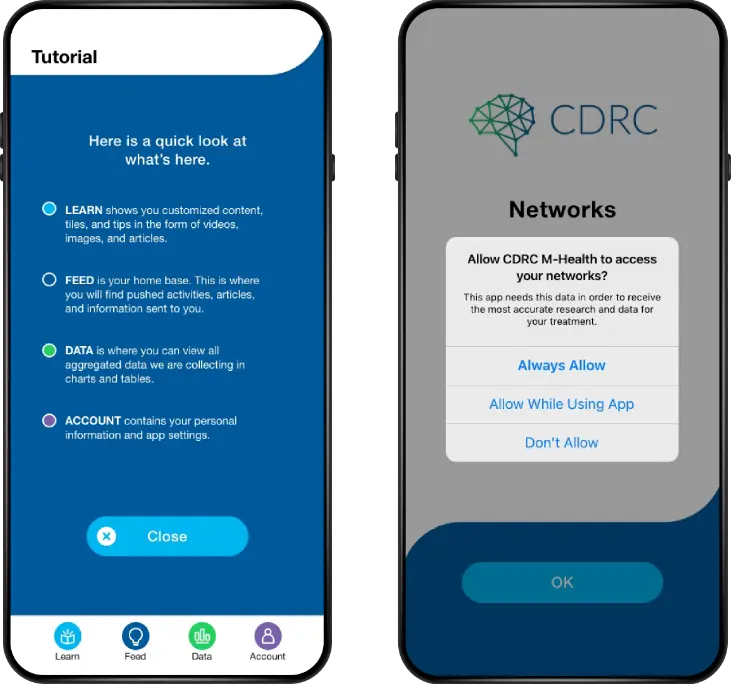 CDRC MHealth app on mobile